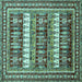 Square Abstract Turquoise Modern Rug, abs529turq