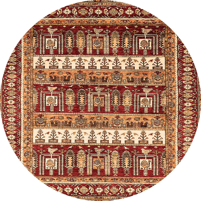 Round Abstract Orange Modern Rug, abs529org