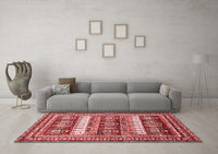 Machine Washable Abstract Red Modern Rug, wshabs529red