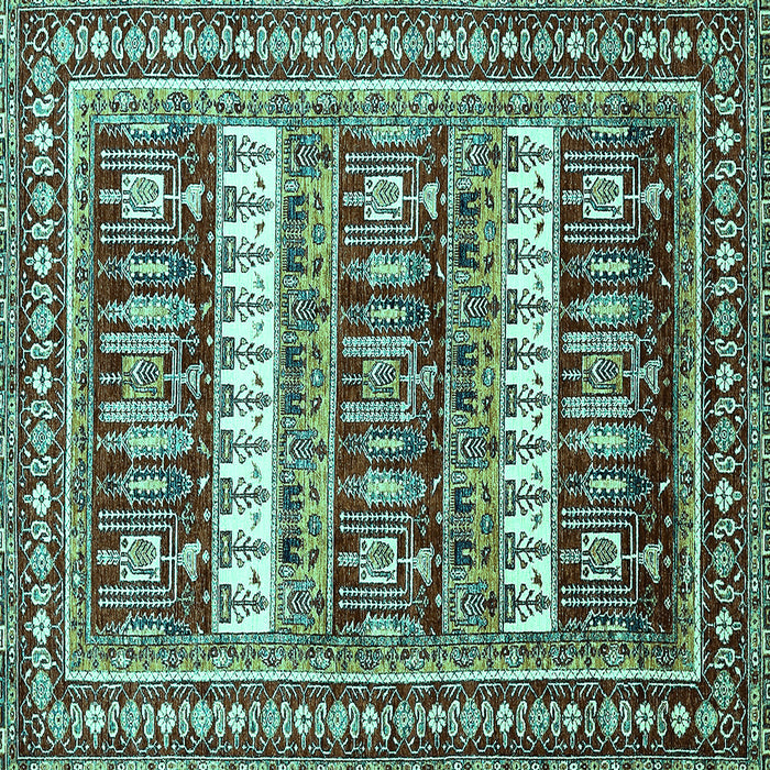 Square Machine Washable Abstract Turquoise Modern Area Rugs, wshabs529turq