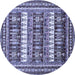 Round Abstract Blue Modern Rug, abs529blu