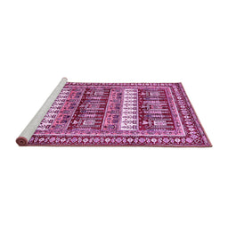 Sideview of Machine Washable Abstract Pink Modern Rug, wshabs529pnk