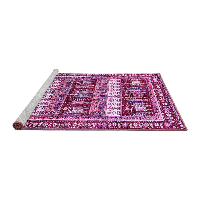 Sideview of Machine Washable Abstract Pink Modern Rug, wshabs529pnk