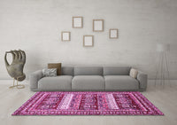 Machine Washable Abstract Pink Modern Rug, wshabs529pnk