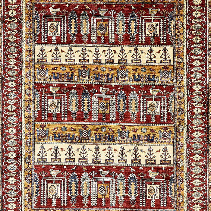 Machine Washable Abstract Saffron Red Rug, wshabs529