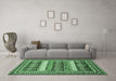 Machine Washable Abstract Emerald Green Modern Area Rugs in a Living Room,, wshabs529emgrn