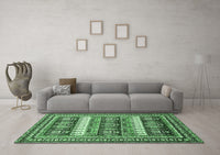 Machine Washable Abstract Emerald Green Modern Rug, wshabs529emgrn