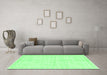 Machine Washable Abstract Emerald Green Modern Area Rugs in a Living Room,, wshabs52emgrn