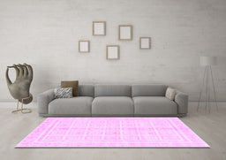 Machine Washable Abstract Purple Modern Area Rugs in a Living Room, wshabs52pur