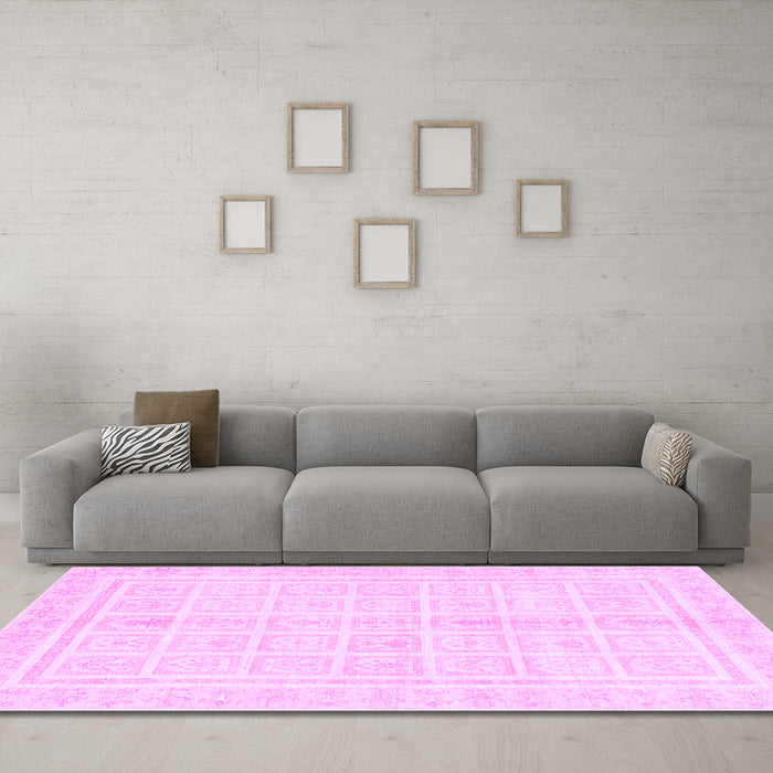 Machine Washable Abstract Purple Modern Area Rugs in a Living Room, wshabs52pur