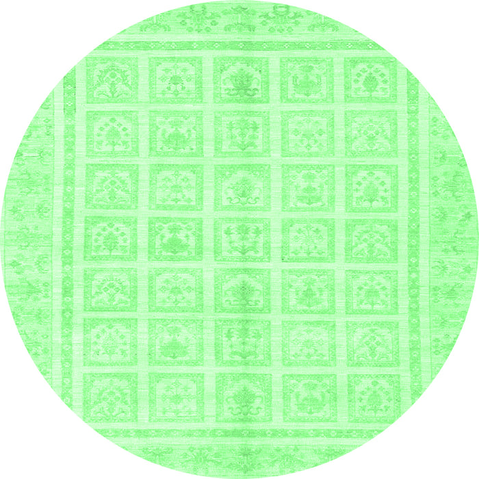 Round Abstract Emerald Green Modern Rug, abs52emgrn
