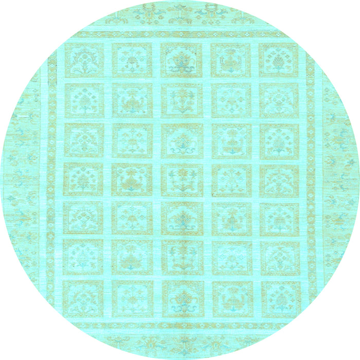 Round Abstract Light Blue Modern Rug, abs52lblu