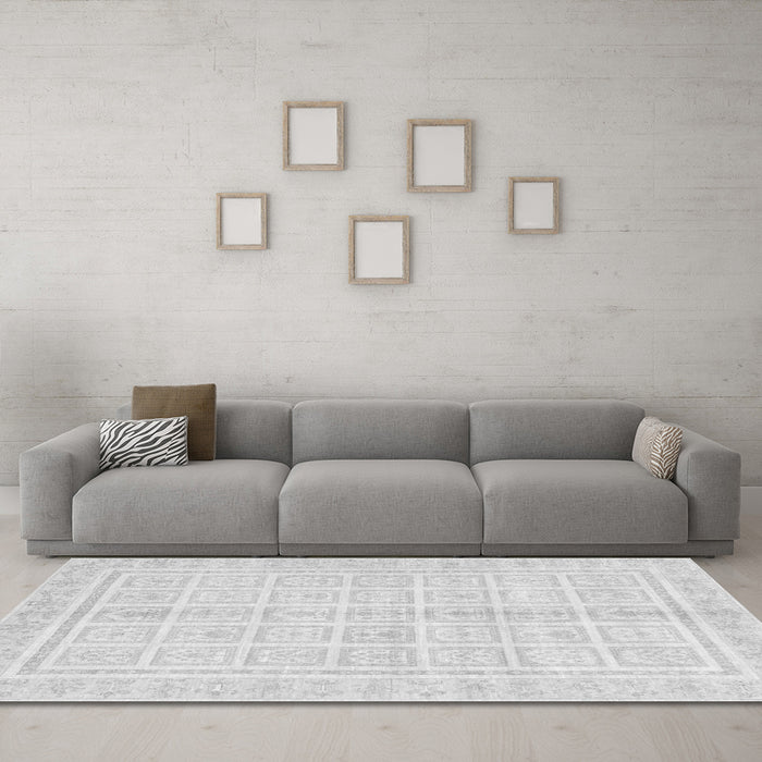 Machine Washable Abstract Gray Modern Rug in a Living Room,, wshabs52gry