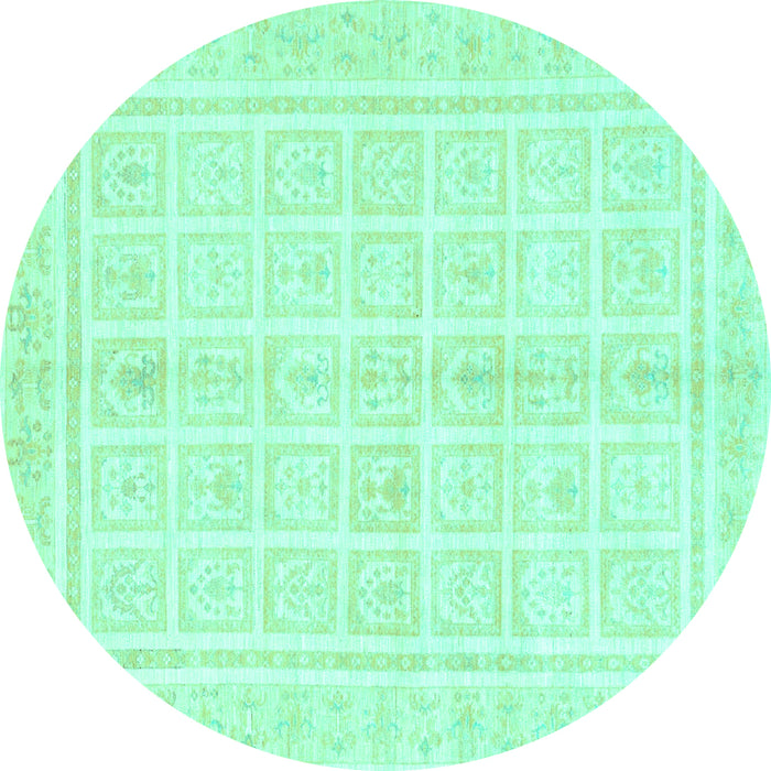 Round Machine Washable Abstract Turquoise Modern Area Rugs, wshabs52turq
