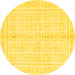 Round Abstract Yellow Modern Rug, abs52yw