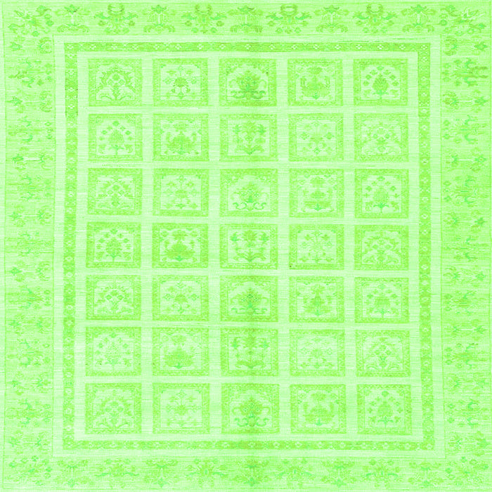 Square Machine Washable Abstract Green Modern Area Rugs, wshabs52grn