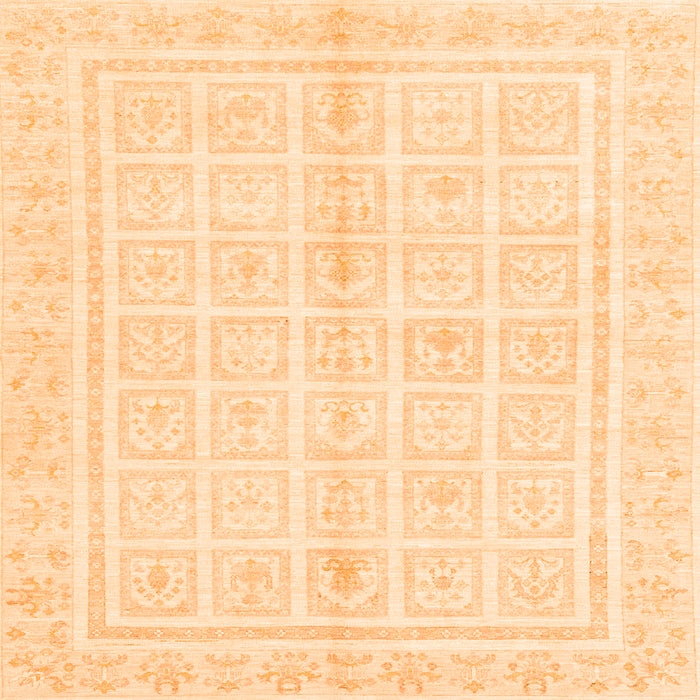 Square Machine Washable Abstract Orange Modern Area Rugs, wshabs52org