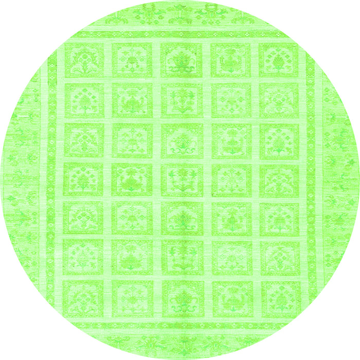 Round Machine Washable Abstract Green Modern Area Rugs, wshabs52grn