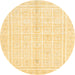 Round Machine Washable Abstract Sun Yellow Rug, wshabs52