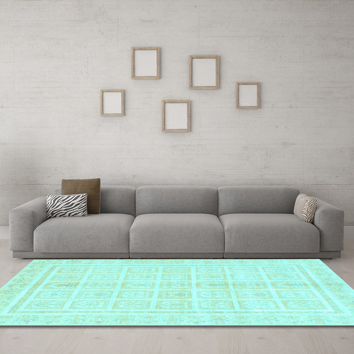 Machine Washable Abstract Light Blue Modern Rug in a Living Room, wshabs52lblu