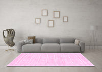 Machine Washable Abstract Pink Modern Rug, wshabs52pnk