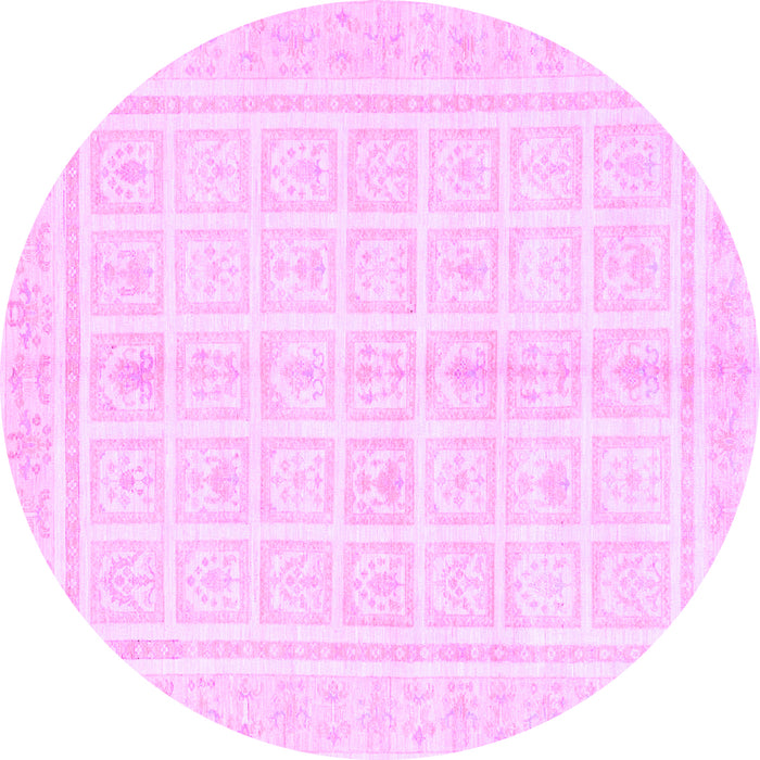 Round Machine Washable Abstract Purple Modern Area Rugs, wshabs52pur