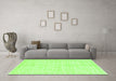 Machine Washable Abstract Green Modern Area Rugs in a Living Room,, wshabs52grn