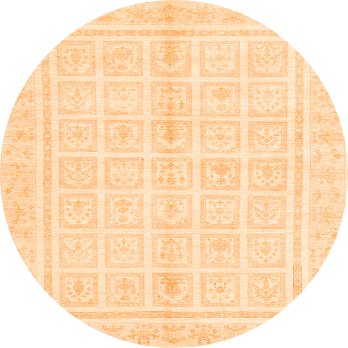 Round Machine Washable Abstract Orange Modern Area Rugs, wshabs52org