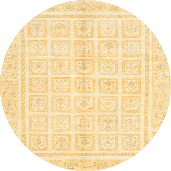 Round Abstract Sun Yellow Modern Rug, abs52