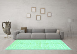 Machine Washable Abstract Turquoise Modern Area Rugs in a Living Room,, wshabs52turq