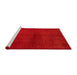 Sideview of Machine Washable Abstract Red Rug, wshabs5300