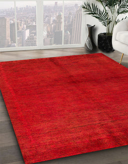 Abstract Red Modern Rug in Family Room, abs5300