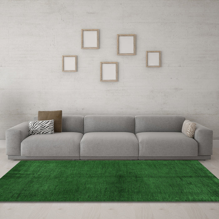 Machine Washable Abstract Emerald Green Modern Area Rugs in a Living Room,, wshabs5300emgrn