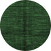 Round Abstract Emerald Green Modern Rug, abs5301emgrn