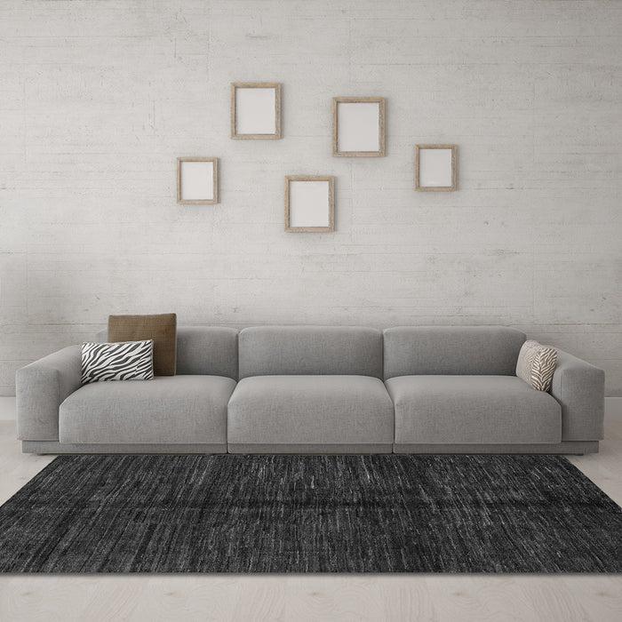 Machine Washable Abstract Gray Modern Rug in a Living Room,, wshabs5301gry