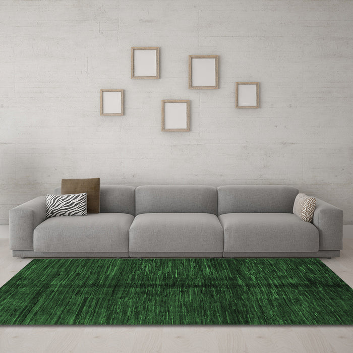 Machine Washable Abstract Emerald Green Modern Area Rugs in a Living Room,, wshabs5301emgrn