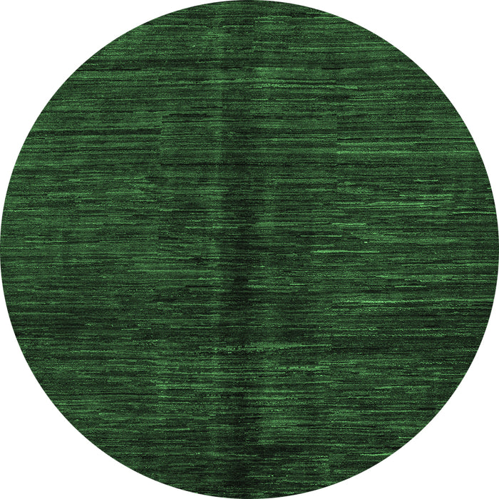 Round Machine Washable Abstract Emerald Green Modern Area Rugs, wshabs5301emgrn