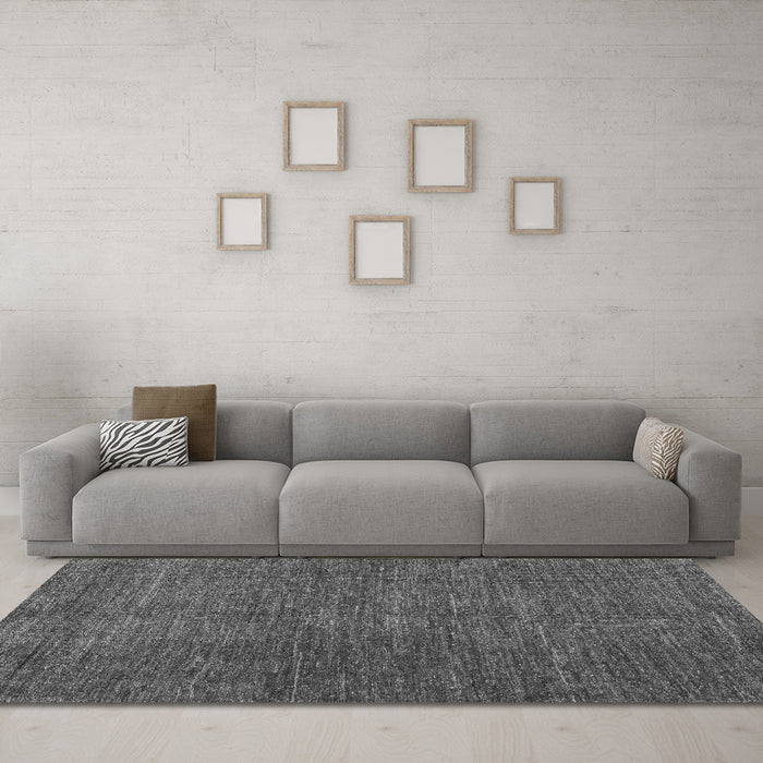 Machine Washable Abstract Gray Modern Rug in a Living Room,, wshabs5302gry