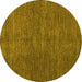 Round Machine Washable Abstract Yellow Modern Rug, wshabs5302yw