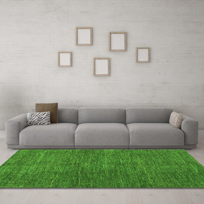 Machine Washable Abstract Green Modern Area Rugs in a Living Room,, wshabs5302grn