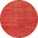 Round Machine Washable Abstract Fire Red Rug, wshabs5303