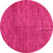 Round Machine Washable Abstract Pink Modern Rug, wshabs5303pnk