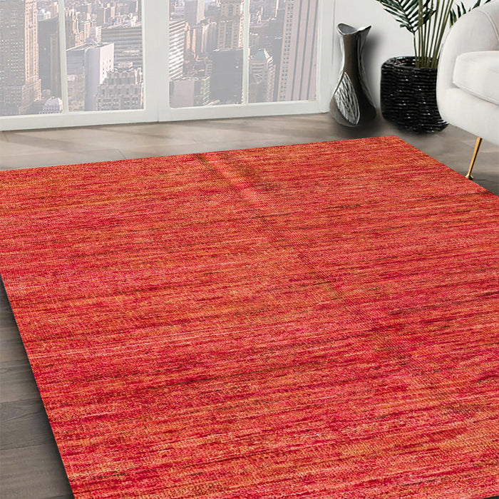 Abstract Red Modern Rug in Family Room, abs5303