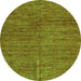 Round Machine Washable Abstract Green Modern Area Rugs, wshabs5303grn