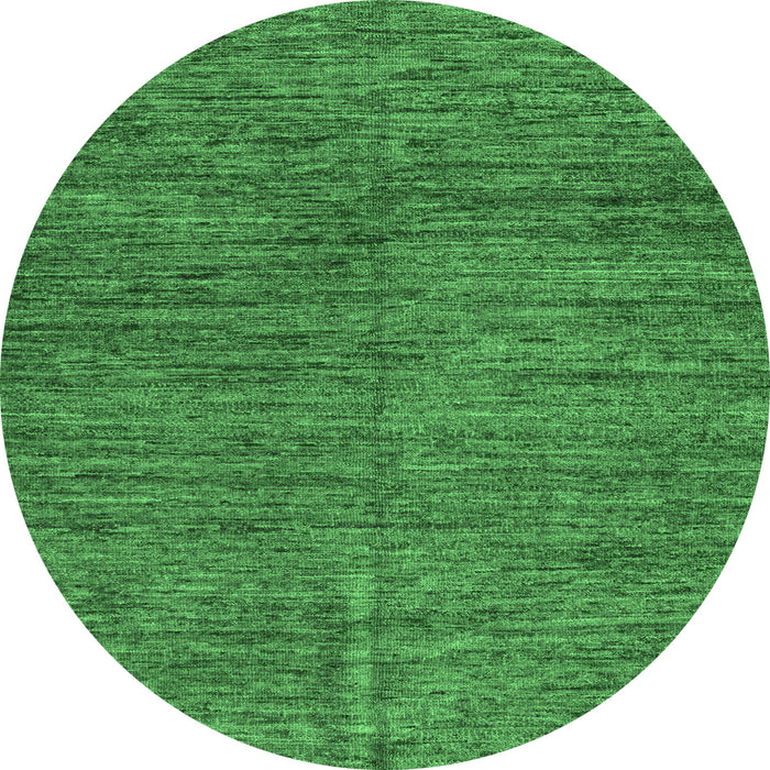 Round Machine Washable Abstract Emerald Green Modern Area Rugs, wshabs5303emgrn