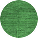 Round Machine Washable Abstract Emerald Green Modern Area Rugs, wshabs5303emgrn