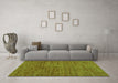 Machine Washable Abstract Green Modern Area Rugs in a Living Room,, wshabs5303grn