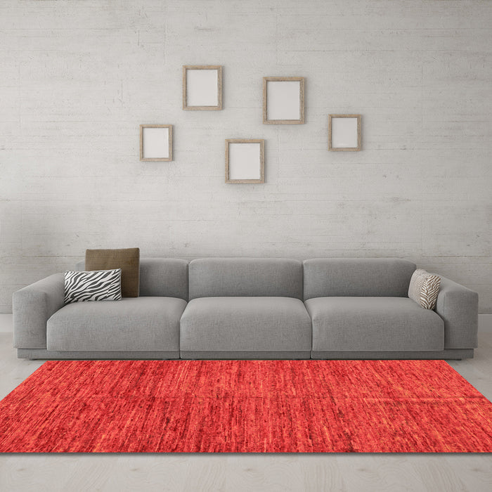 Machine Washable Abstract Orange Modern Area Rugs in a Living Room, wshabs5303org