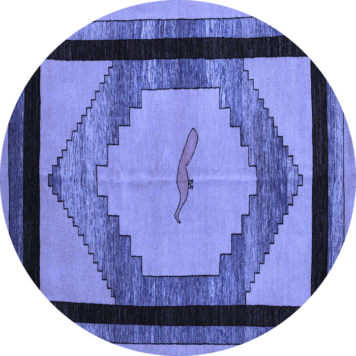 Round Machine Washable Abstract Blue Modern Rug, wshabs5304blu