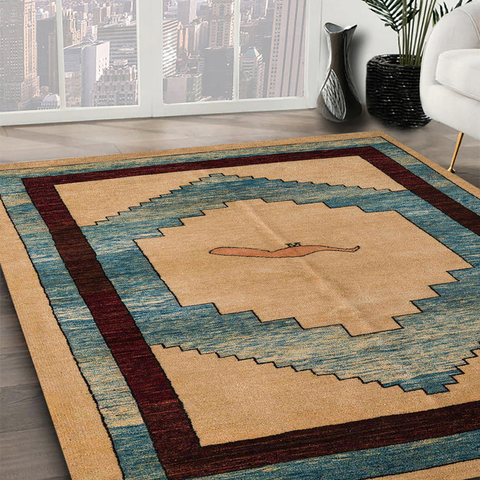 Machine Washable Abstract Dark Brown Rug in a Family Room, wshabs5304